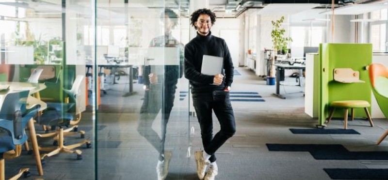 A man alone in the office